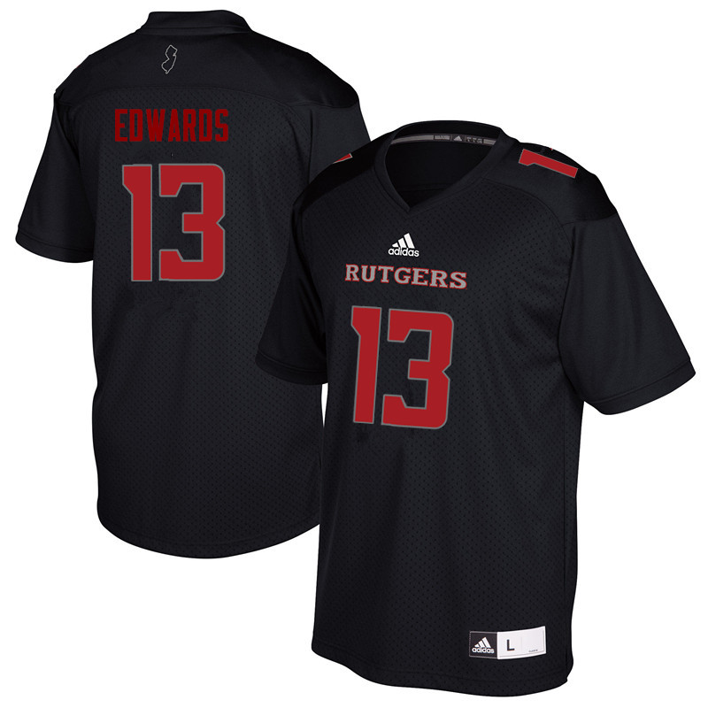Men #13 Gus Edwards Rutgers Scarlet Knights College Football Jerseys Sale-Black